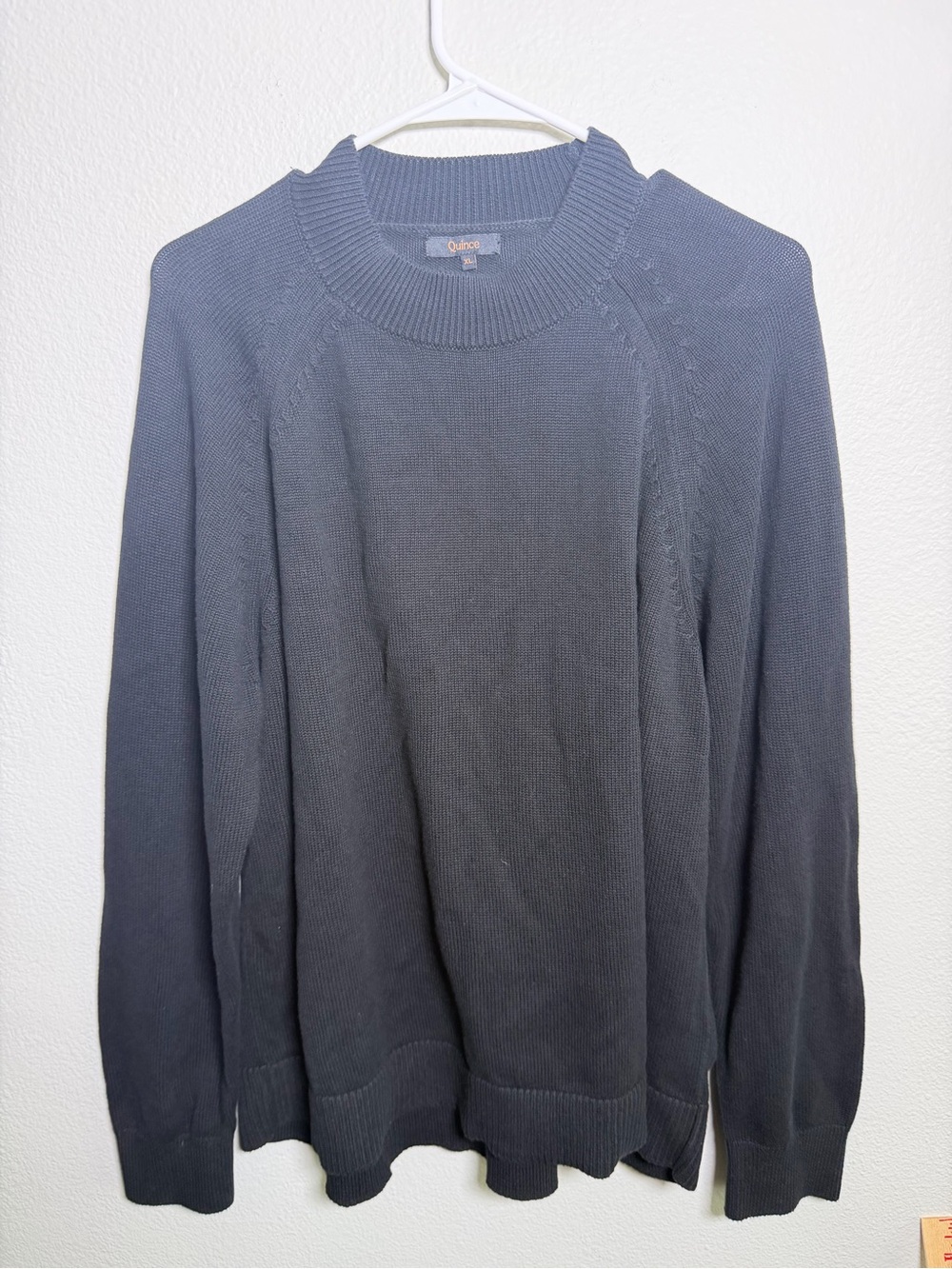 Quince Men’s 100% Organic CottonCrewneck Sweater Black XL mock neck